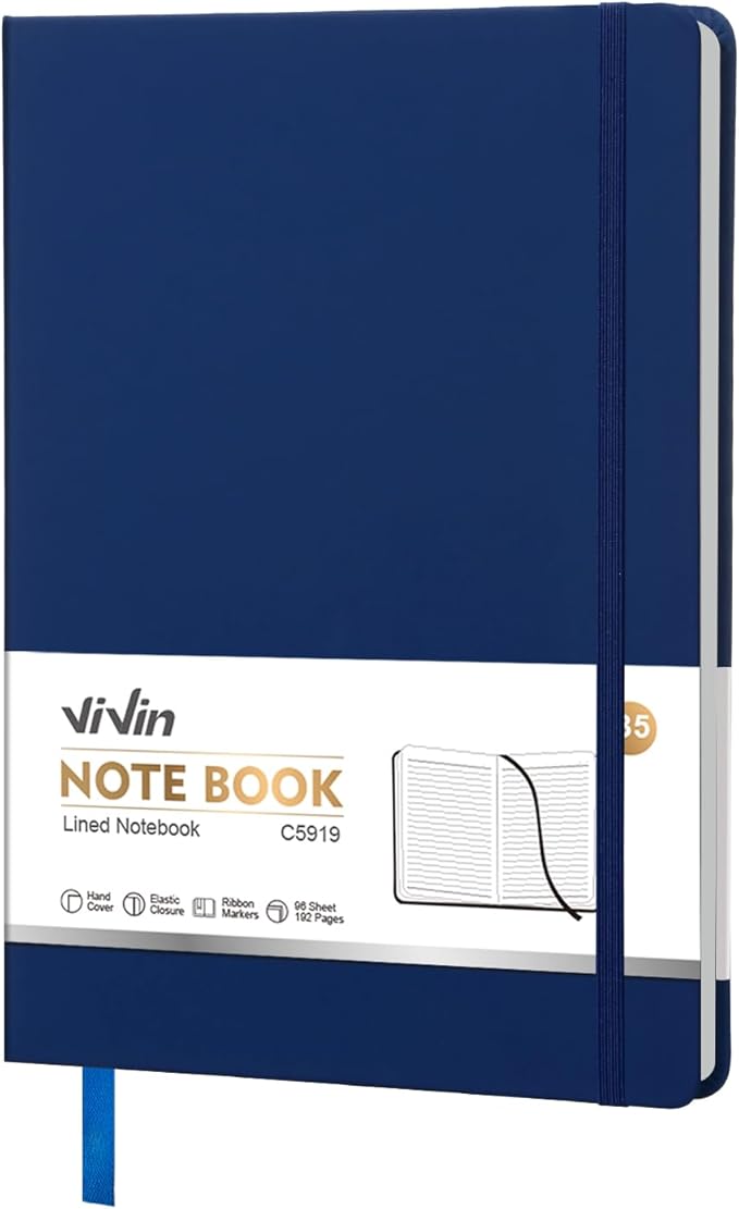 Vivin B5 College Ruled Notebook for Work,6.9"x9.8" Leather Hardcover Journal,192 Pages Professional Lined Notebook for Office & Business