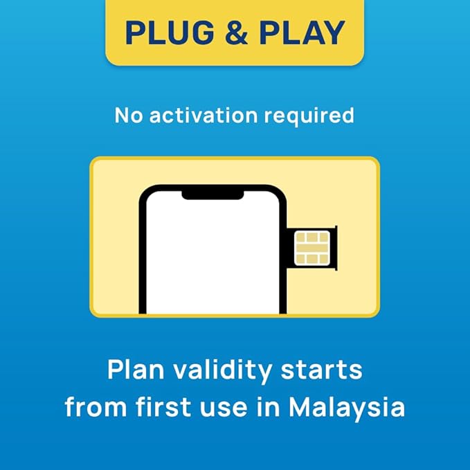 Malaysia SIM Card | 5 Days 1GB/Day | Auto Activation | Hotspot Allowed | No Phone Number | Refillable Plan via Insta Sim App