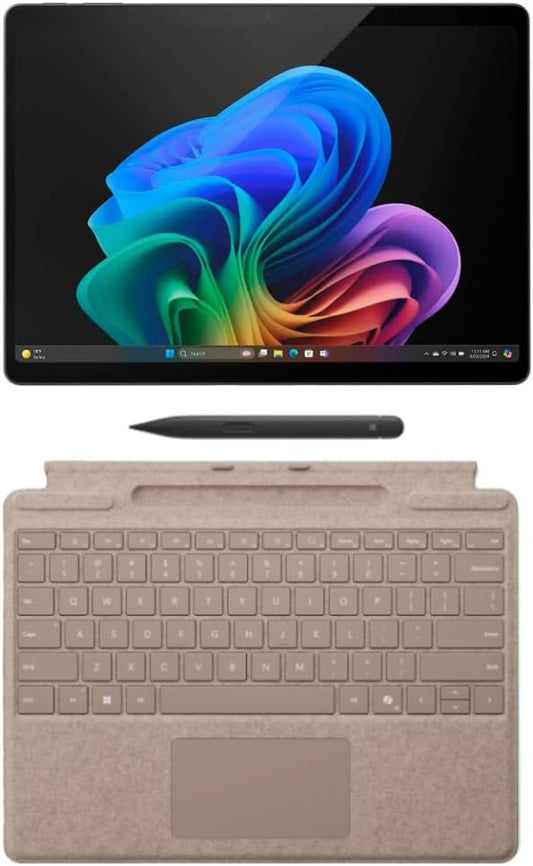 Microsoft Surface Pro 11 Bundle, 2-in-1 Tablet with Pro Keyboard and Slim Pen, Copilot+ PC, 13" Touchscreen OLED Display, Snapdragon X Elite (12 Core), 16GB RAM, 512GB SSD, Windows 11 Pro, Black