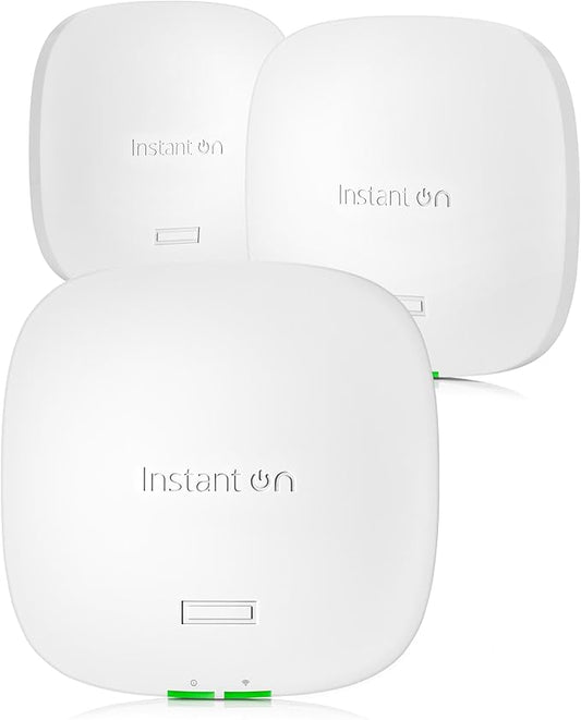 HPE Networking Instant On Access Point AP32 2x2 WiFi 6E Indoor Wireless Access Point (3 Pack) | Secure, Tri-Band, Future Ready | Power Source Not Included | US Model (S1T22A-3PACK)