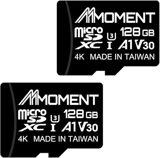 MMOMENT 128GB (2 Pack) Micro SDXC Card, MM13 Jolly, A1, UHS-I, U3, V30, Class 10 Compatible, Read Speed Up to 100 MB/s,Write Speed Up to 40 MB/s, SD Adapter Included
