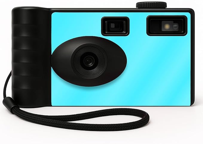 LENSY Screen Free Digital Camera | Four Built in Filters | Rechargeable, 8mp, Lightweight, Focus-Free, Auto-Flash, Easy-to-Use, Reusable, Retro Film-Style Photos (Baby Blue)