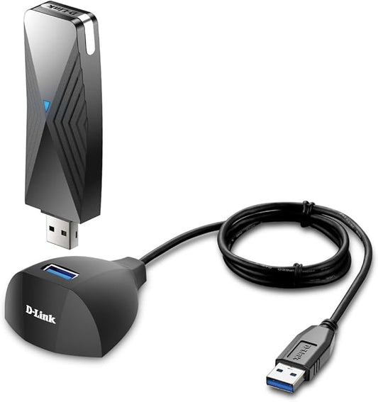 D-Link USB WiFi 6 Adapter AX1800 USB 3.0 Dual Band Long Range MU-MIMO Wireless Internet Network for Desktop PC Laptop Windows (DWA-X1850-B1) Black