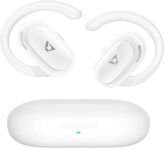 1Mii Open Ear Headphones, Wireless Sports Earbuds 60 Hours Long Playtime with Charging Case (White)