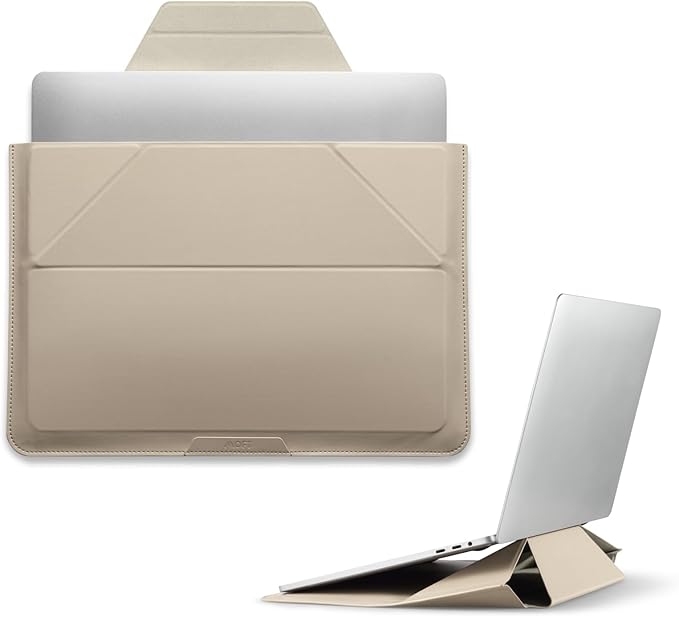 MOFT Laptop Carry Sleeve, 2-in-1 Laptop Bag & Stand for 15"-16" MacBook Air/Pro & Dell/HP/Lenovo/Asus, Stylish Slim Computer Sleeve Bag with Expandable Storage for Computer Accessories, Beach White