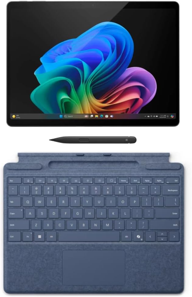 Microsoft Surface Pro 11 Bundle, 2-in-1 Tablet with Pro Keyboard and Slim Pen, Copilot+ PC, 13" Touchscreen OLED Display, Snapdragon X Elite (12 Core), 16GB RAM, 512GB SSD, Windows 11 Pro, Black