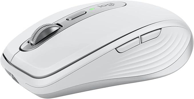 Logitech MX Anywhere 3S Compact Wireless Mouse, Fast Scrolling, 8K DPI Any-Surface Tracking, Quiet Clicks, Programmable Buttons, USB C, Bluetooth, Windows PC, Linux, Chrome, Mac - Pale Grey