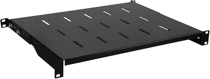 RAISING ELECTRONICS 1U Black Flexible 14inch (350mm) deep Cantilever Server Shelf Vented Rack Mount 19inch