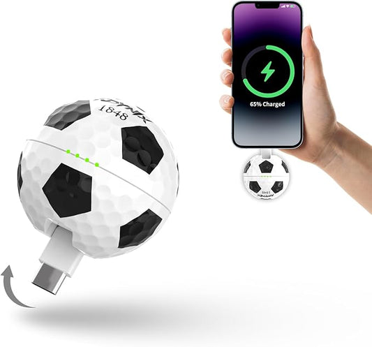 2000mAh Creative Golf Ball Power Bank, Emergency Mini Power Portable Charger USB-C, Compatible with iPhone15,16，17，15 Plus,15 Pro Max, Gift for Golf Lover Men Women (Football Golf Power Bank)