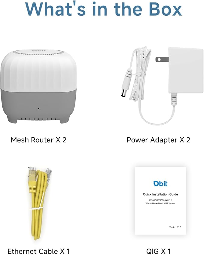 DBIT AC1200 Whole Home Mesh WiFi System, Covers up to 4,000 Sq Ft, Dual-Band 1200Mbps Mesh Network for 90 Devices, Replaces Wireless Router and WiFi Extender, 4 Gigabit Ports per Unit (D-MAC3, 2-Pack)