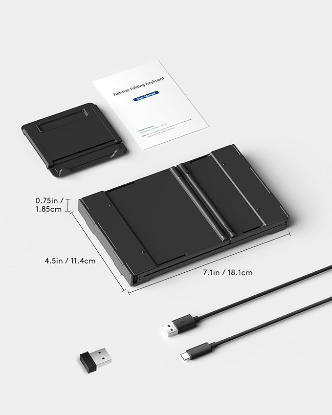 Samsers Foldable Bluetooth Keyboard with Touchpad, Full-Size Dual-Mode Wireless Folding Keyboard, Rechargeable Portable Travel for iOS Windows Android Mac OS, Support 4 Device(BT5.1x3 + 2.4G)