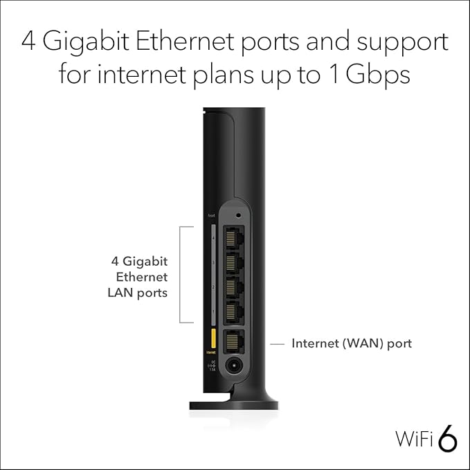 NETGEAR 4-Stream WiFi 6 Router (R6700AX) – Security Features, AX1800 Wireless Speed (Up to 1.8 Gbps), Covers up to 1,500 sq. ft., 20 Devices – Free Expert Help