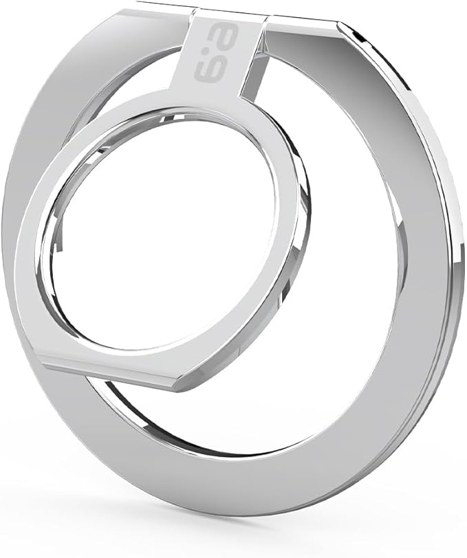 PureGear Magnetic Phone Grip Ring Stand, Magnetic Phone Ring Holder for MagSafe iPhone 16, 16Pro, 16Plus, 16ProMax, 15, 15Plus, 14, 14Pro, 14Pro Max, 13, 12, Adjustable Kickstand (Chrome Silver)
