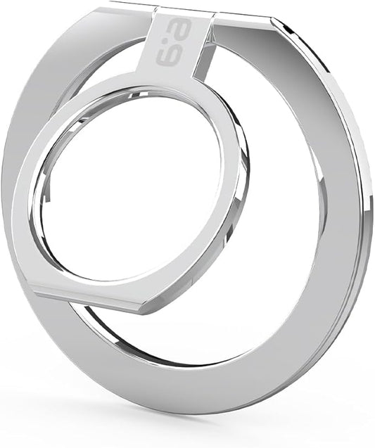 PureGear Magnetic Phone Grip Ring Stand, Magnetic Phone Ring Holder for MagSafe iPhone 16, 16Pro, 16Plus, 16ProMax, 15, 15Plus, 14, 14Pro, 14Pro Max, 13, 12, Adjustable Kickstand (Chrome Silver)