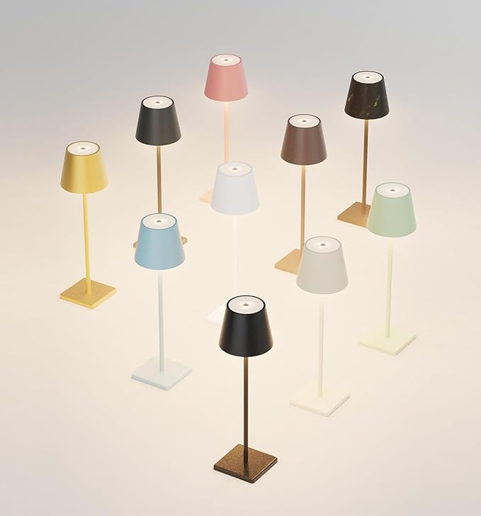 2 Packs LED Cordless Table Lamp, Rechargeable Battery Desk lamp 5500mAh Battery Operated Stepless Dimming Modern Portable Table Light for Restaurant/Table/Bedroom/Outdoor IP54 Waterproof (Anthracite)