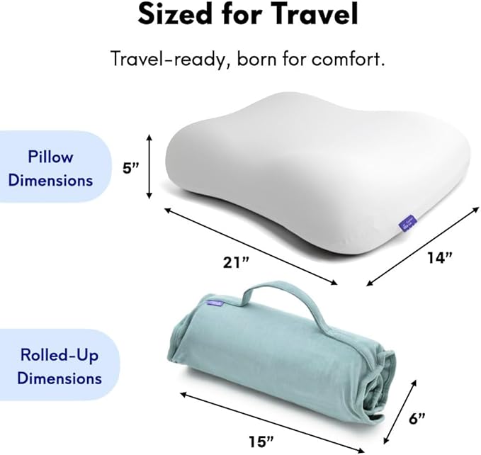 Cushion Lab Travel Deep Sleep Pillow – Compact Memory Foam Neck Pillow for Sleeping, Portable Pillow for Hotels, Camping, Side & Back Sleepers, On-The-Go – Wellness Green