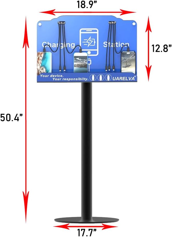 Floor Stand Cell Phone Charging Station for Multiple Device | 8 Charging Ports Charger Station | Compatible with Smartphone Tablets | Applicated for Library, School, Hotel, Shopping Malls, Airport