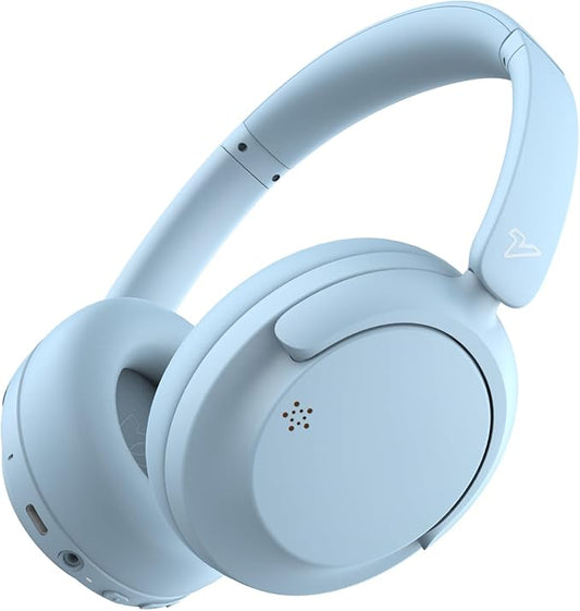 VOKALEN Hyper GO Wireless Over-Ear Noise Cancelling Headphones with Mic, 60H Playtime, Bluetooth Headset, Multi-Device Pairing, Ultra-Lightweight for Travel, Work, Study (Sky Blue)