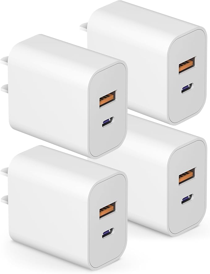 [4 Pack] USB C Charger Block Charging Block Type C Charger 20W Wall Chargers for iPhone Air/17/17 Plus/17 Pro/17 Pro Max/16/16 Plus/16 Pro/16 Pro Max/15/15 Pro/15 Pro Max/14/13/12 Pro/Samsung/Android