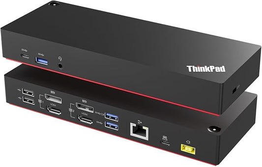 ThinkPad 40AF0135 Universal Hybrid USB-C with USB-A Adapter Docking Station for Lenovo Laptops, Dual Monitor, Comes with ITSPWR HDMI 4K Cable + DP Cable+ Cleaning Cloth