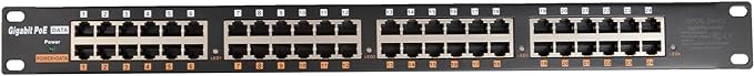 PoE Texas 24 Port PoE Injector - Multi-Port PoE Gigabit Rack Mount Midspan for IP Cameras, Phones, WiFi AP, Add Power Over Ethernet to Non-PoE Switch or Network Router, Includes 56v 240w Power Supply