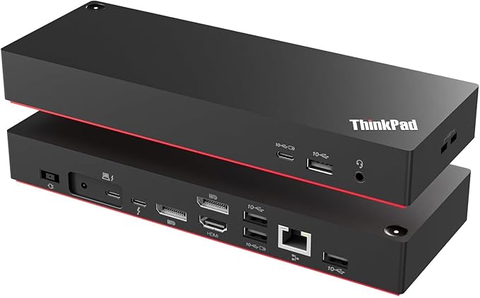 ThinkPad 40B00135 Thunderbolt 4 Universal Docking Station for Lenovo Laptops, 4 External Displays, Power Charging UP to 100W + HDMI 4K Cable + DP Cable+ ITSPWR Cleaning Cloth