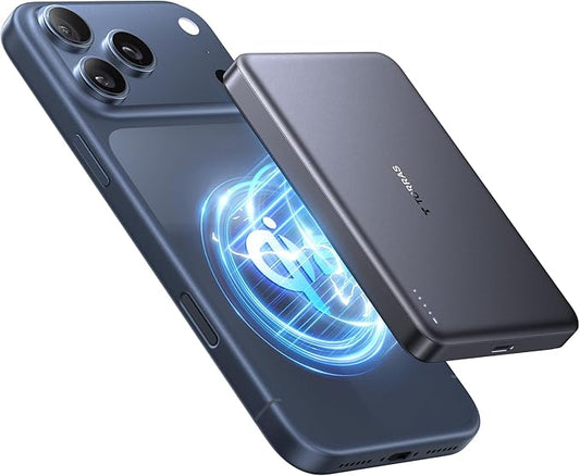 TORRAS MiniMag Qi2 Power Bank, Ultra-Slim 10,000mAh iPhone Air Magnetic Battery Pack, Qi2 Certified 15W Ultra-Fast Compatible Portable Charger, Ergonomic Design, for iPhore 17/16/15/14/13/12, Gray