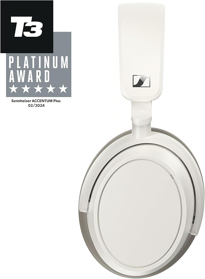 Sennheiser ACCENTUM Plus Wireless Bluetooth Headphones Noise Cancelling - Quick-Charge Feature, 50-Hr Battery Playtime, Adaptive Hybrid ANC, Bluetooth Over Ear Headphones for Traveling, School, White