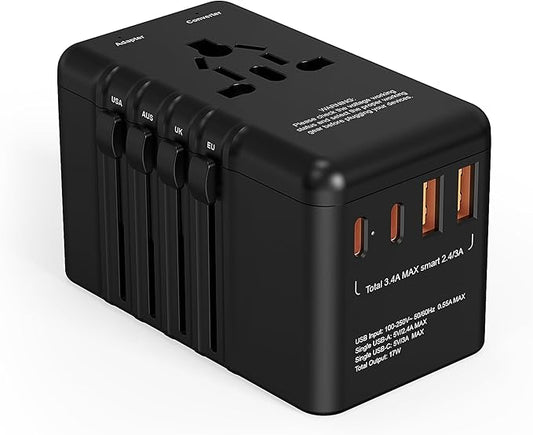 220v to 110v Converter and Adapter for Travel: International Universal Plug Adapters and Voltage Converters for Hair Dryer - High Power Transformer and Adaptor for US to European Italy UK EU