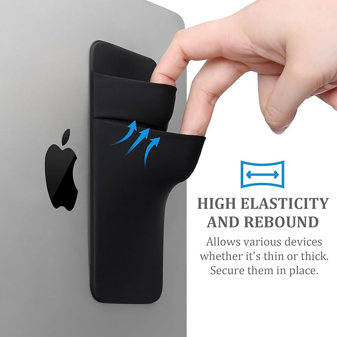 Lacdo Portable Hard Drive Sleeve for Laptop, 2-Pocket Stick on Pouch with Reusable Adhesive, for San Disk, Samsung, Crucial External Solid State Drive SSD Hard Drive Carrying Case Organizer, Black