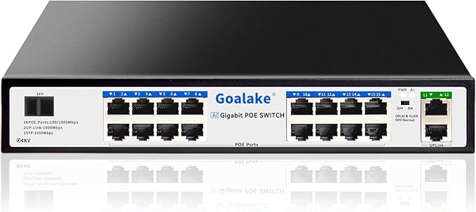 PoE Switch with 16 Gigabit PoE+ @240W Built-in Power, 2 Uplink Gigabit Port + 1 Combo SFP Slots, IEEE802.3af/at, Metal Casing, VLAN Mode, AI Function, Plug & Play Rack-mountable