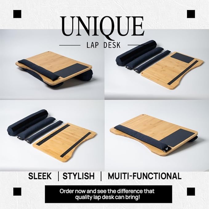 Lap desks for Adults,Adjustable Laptop Desk with Pillow Cushion,Fits up to 16'', Portable Laptop Desk for Bed/Couch/Car, Extra Large Lap Desk with Detachable Cushions, Travel Lap Desk,Dorm Essentials