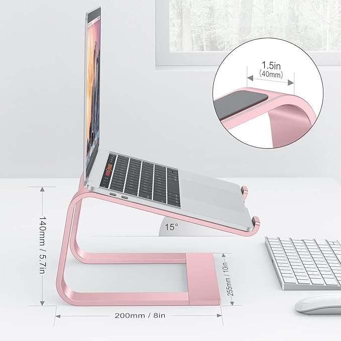 OMOTON Laptop Stand for Desk, Detachable Laptop Riser, Aluminum Laptop Holder, Compatible with MacBook Air/Pro, Dell, HP, and All Laptops (11-16 inch), Rose Gold