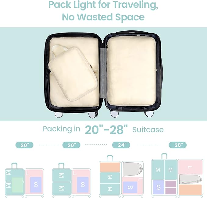 Cambond Compression Packing Cubes for Travel Women - Travel Bags Luggage Organizers Travel Essentials Compression Cubes for Travel Carry on Suitcases Organizer