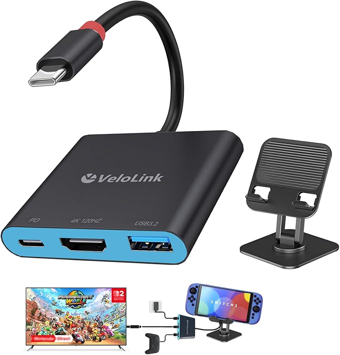 Switch 2 Dock for Switch 2 Docking Station Switch 2 Portable TV Dock USB c to hdmi Compatible with Switch1/ Switch 2, USB C Hub Compatible with MacBook,Laptops (Switch 2 Dock+ Stand)