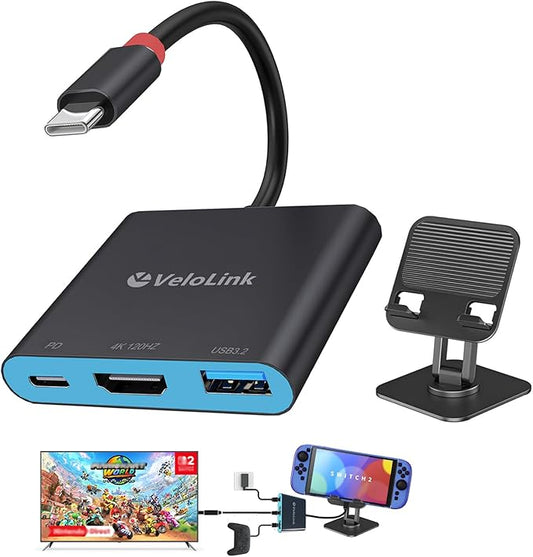 Switch 2 Dock for Switch 2 Docking Station Switch 2 Portable TV Dock USB c to hdmi Compatible with Switch1/ Switch 2, USB C Hub Compatible with MacBook,Laptops (Switch 2 Dock+ Stand)