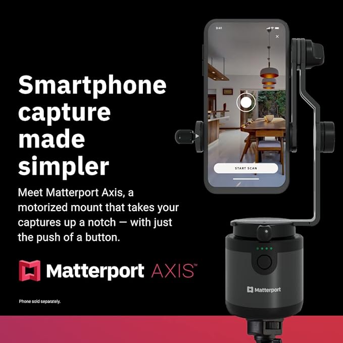 Matterport Axis Gimbal Stabilizer - Motorized Rotating Mount for Professional 3D Virtual Tour 360 Photo Scans with Portable and Foldable Tripod