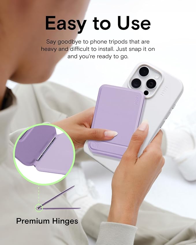 MOFT Phone Tripod Wallet for iPhone, Mulit-Angles, Lightweight & Portable Phone Stand, MOVAS Vegan Leather Magnetic Wallet, Strong Magnets, NFC Card Holder,Travel Essential, Peony (with Card Slot)