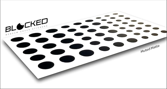 Stackable Webcam/Camera Vinyl Covers | 57 Low-Tack Restickable Webcam Sticker | 3-Sizes | Black 57-Pack (Muted Matte)