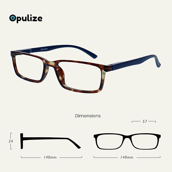 OPULIZE SEE Reading Glasses with Blue Light Blocking for Women and Men, Narrow Frame, Spring Hinges, Computer Gaming Glasses, Brown,Grey +2.5 (Pack of 2)