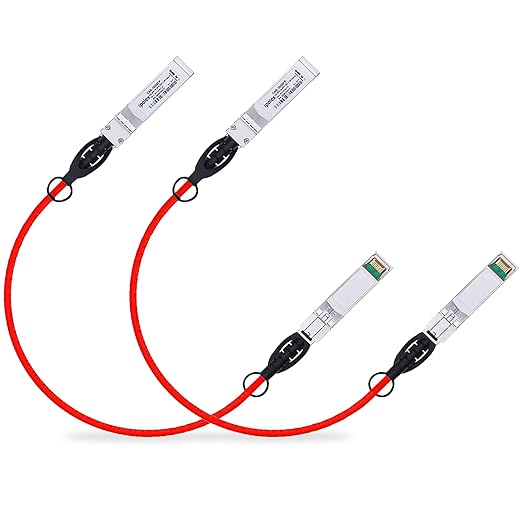 ipolex [Red 2 Pack 10G SFP+ Twinax Cable, Direct Attach Copper(DAC) Passive Cable, 0.5m (1.64ft), for Cisco SFP-H10GB-CU0.5M, Meraki, Ubiquiti, Mikrotik, Intel, Fortinet, Netgear, D-Link and More