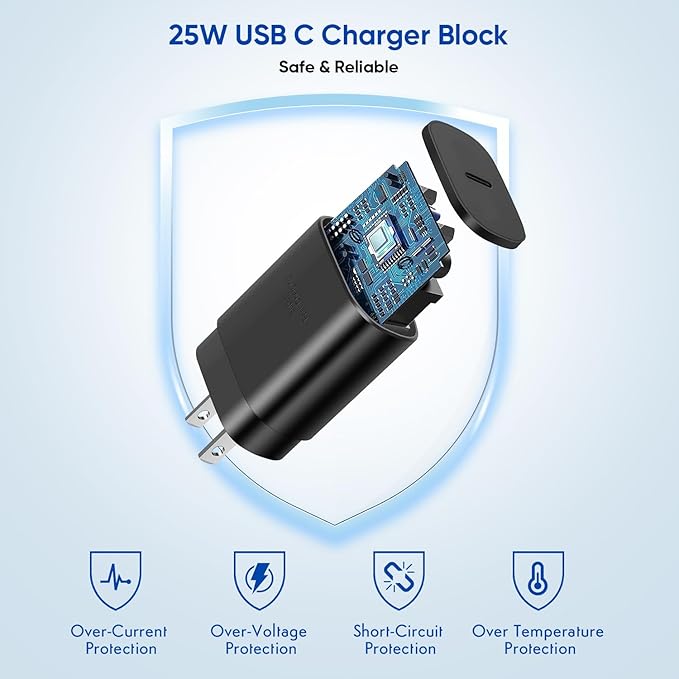 10FT Samsung Fast Charging Type C,2Pack 25W 10Foot Long Android Type C Phone Charger Block USBC to USBC Cable Fast Charging for Samsung Galaxy S25 Ultra/S25/S25+/S24+/S24 Ultra/S24/S23/iPhone 17 16 15