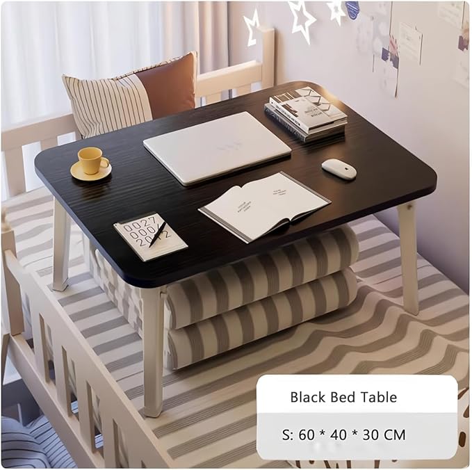 Folding Lap Desk for Bed, 23.6 Inch Portable Laptop Stand for Couch, Bed & Floor | Bed Tray Table for Eating, Writing, Reading | Foldable Sturdy Laptop Desk for Adults, Black