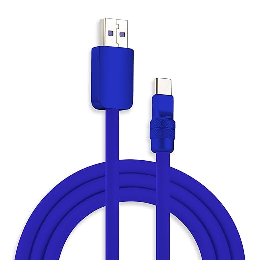 chubbycable Chubby 2.0 Fast Charging Cable Durable Soft Silicone USB C Cable 120W Extra Thick Charger Cord Compatible with iPhone 17-15 Series iPad, Dark Blue+Dark Blue, USB-A to Type-C, 6.6 FT