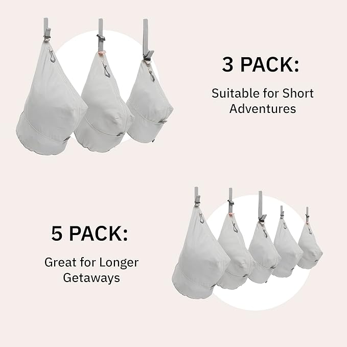 trtl Packing Pods, Coconut - Packing Cubes for Travel - Organizer Bags for Luggage to Maximize Space in Suitcase - Travel Packing Organizers - Includes Carry Strap - Comes with 3 Cube Sizes - 5 Pack