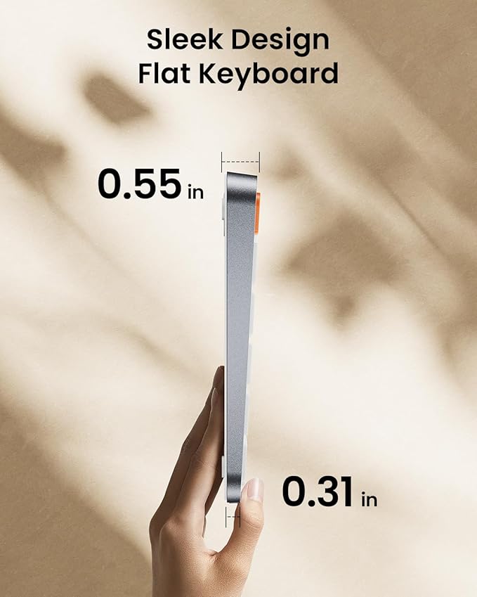 ProtoArc Backlit Compact Wireless Keyboard for Mac, K90-A Bluetooth Keyboard, Multi-Device, Low Profile, Fluid Quiet Typing, Rechargeable, Compatible with MacBook Pro/Air, iPad - White Silver