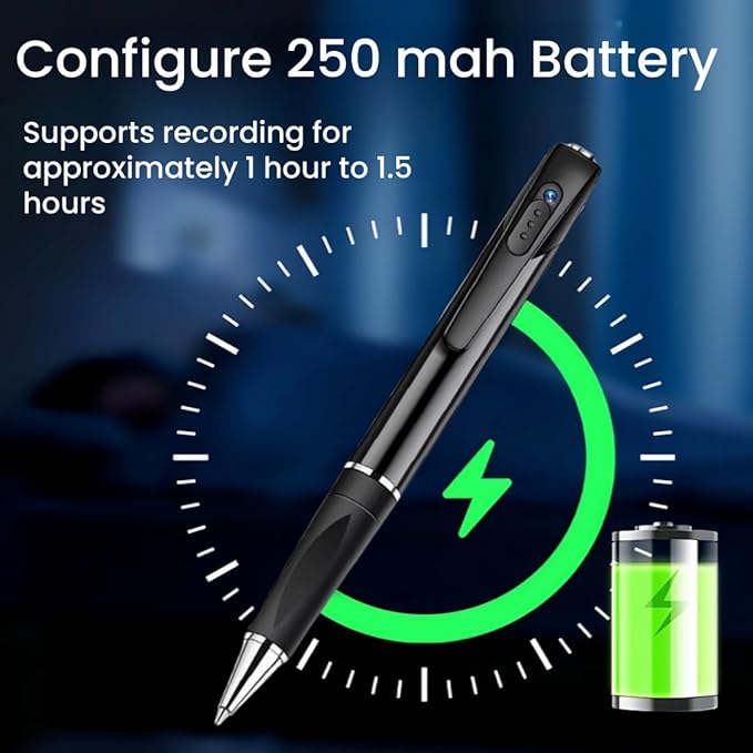 1080P Camera Pen Portable Security Pen Cam 32G Memory Card Wireless Body Photo Cam with 250mAh Battery for Indoor and Outdoor(No Audio)