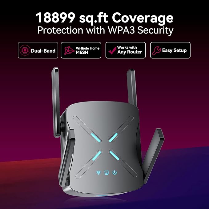2026 WiFi Extender Signal Booster, 10X Faster WiFi 6 Extender, 18899 sq.ft. Internet Repeater for Home, Dual-Band Network Extender, Wireless Router Signal Amplifier w/Gigabit Ethernet Port, Easy Setup