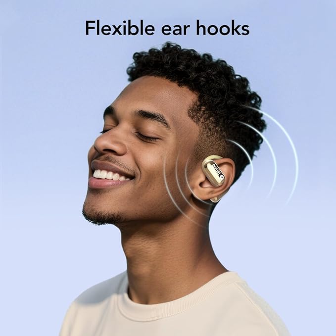 Mfish Open-Ear Headphones, Open-Ear-Earbuds Wireless Bluetooth, Waterproof Bone Conduction Over-The-Ear Headphones, Impactful Sound with Adaptive Bass Boost, Comfortable Fit Running Headphones, Yellow