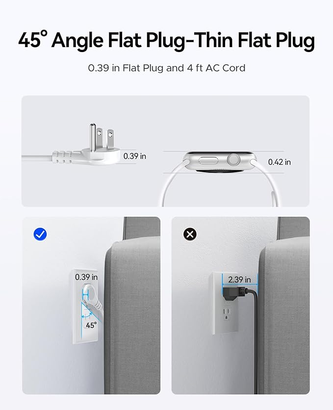 ORICO 20W USB-C PD Travel Power Strip, 4 AC Outlets 3 USB Ports (Fast Charging), 4FT Flat Plug Extension Cord, Cruise Approved, Compact for Business Travel/Dorm -AP3